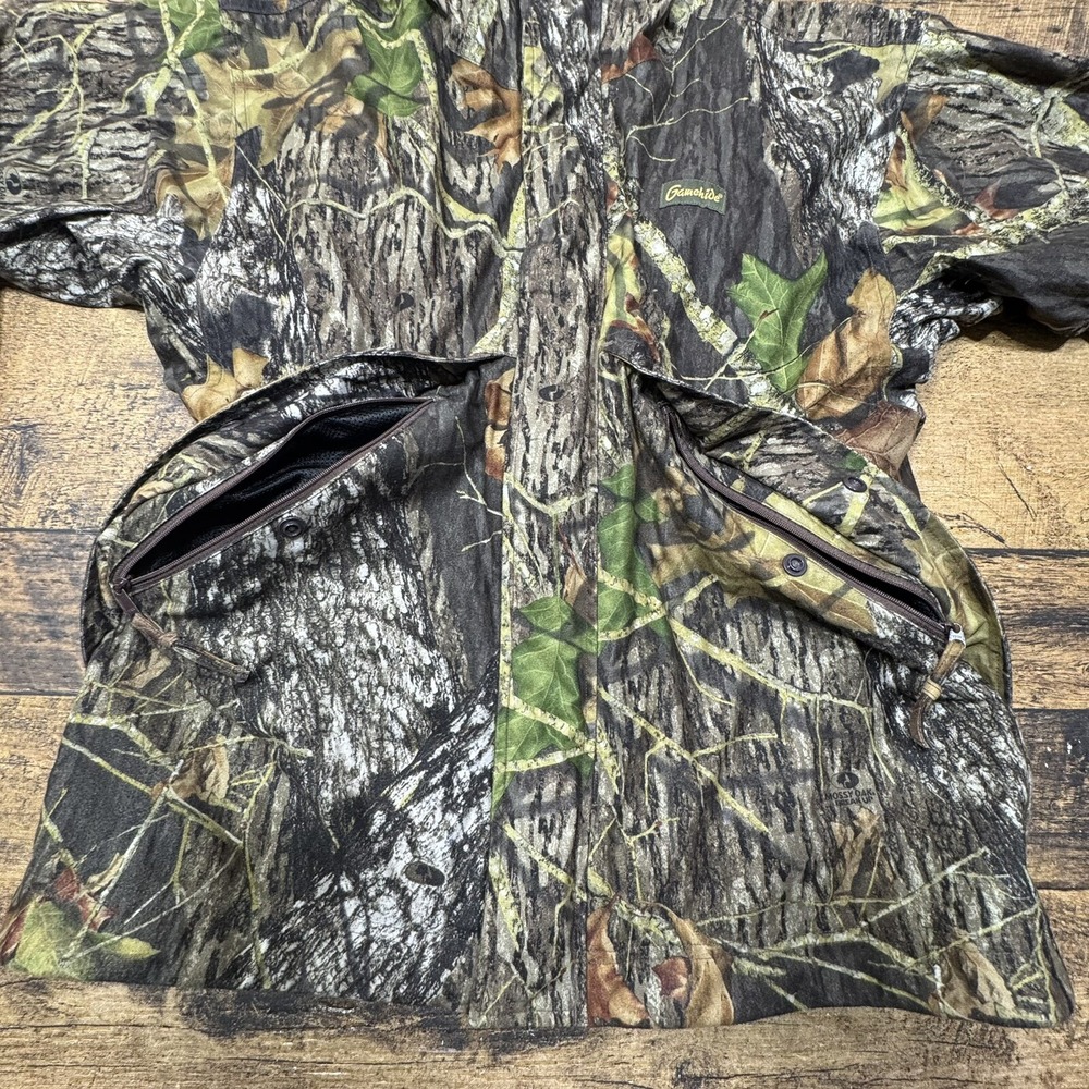 Gamehide Hush Hide Mossy Oak Camouflage Hunting Zip Up Jacket Men's Size Medium - Picture 12 of 14